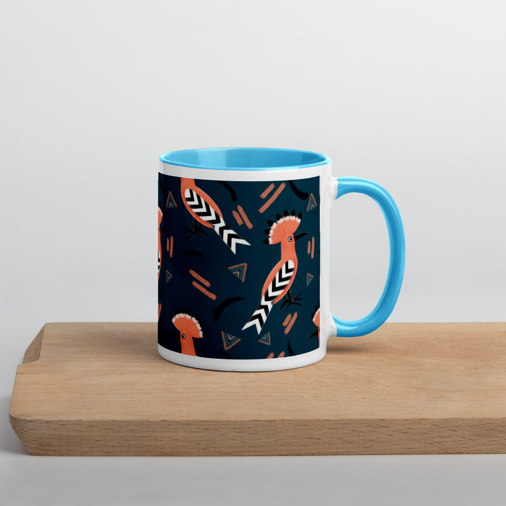 Mug with Color Inside - Hoopoe Bird Pattern