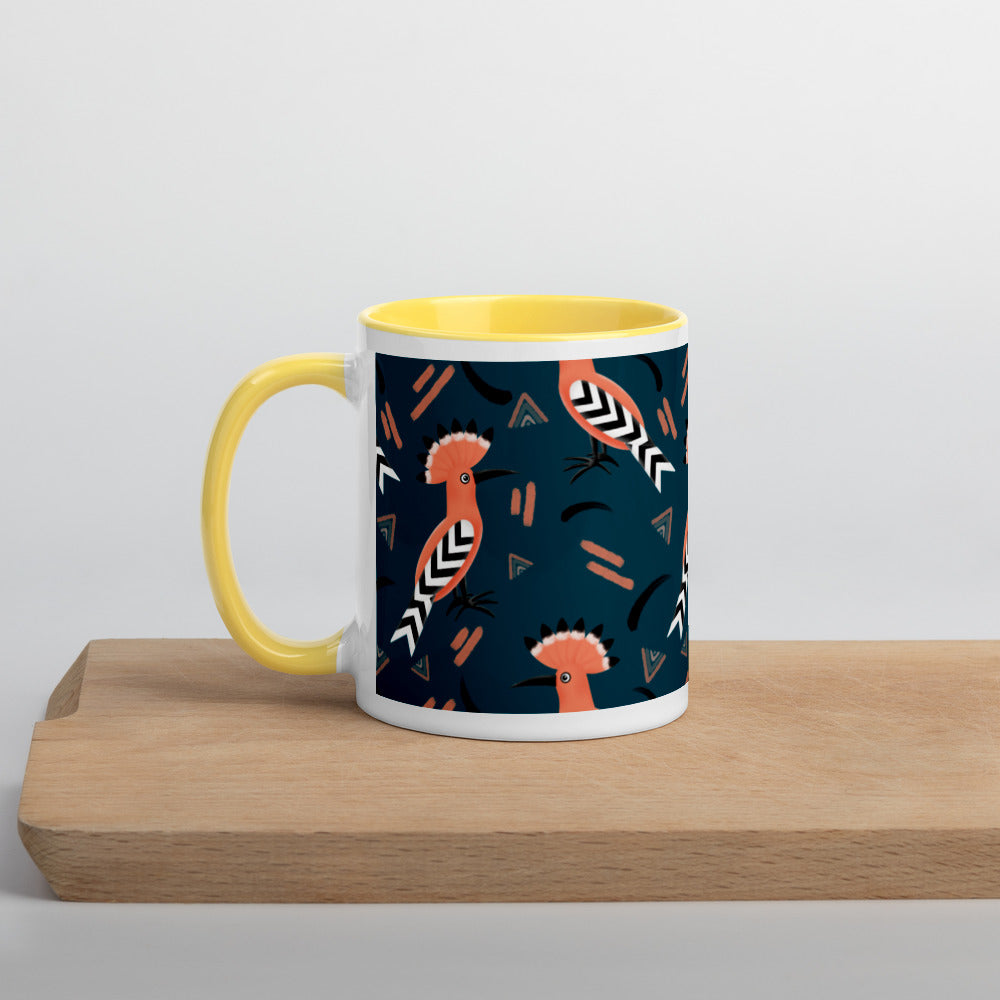 Mug with Color Inside - Hoopoe Bird Pattern