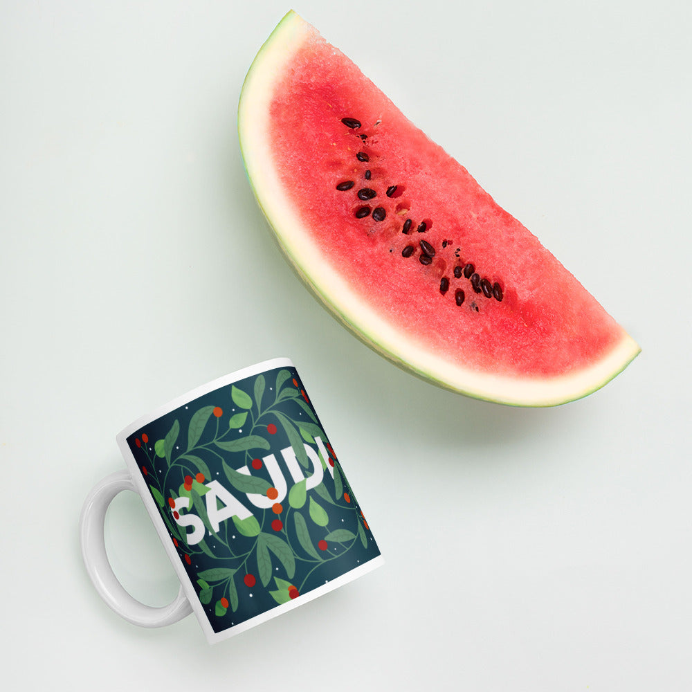 White glossy mug - Saudi Oasis
