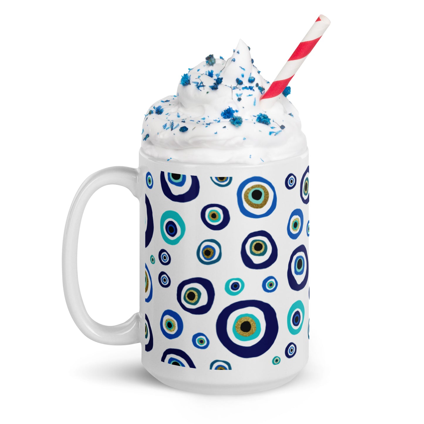 White glossy mug - Nazar Evil Eye Amulet
