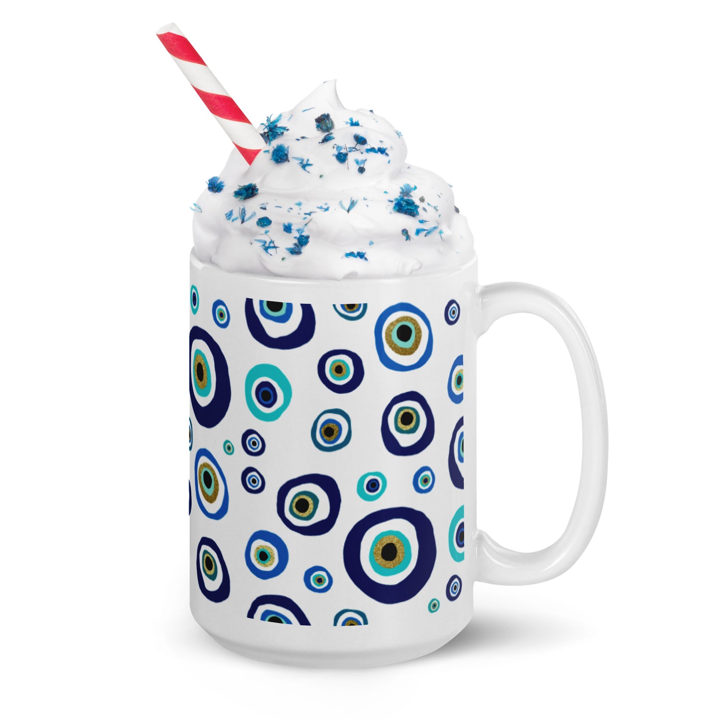 White glossy mug - Nazar Evil Eye Amulet