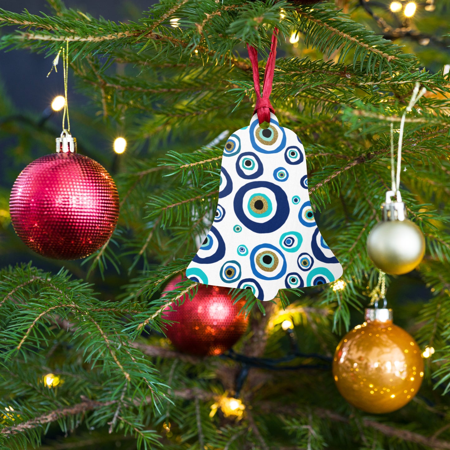 Wooden Holiday Ornaments - Nazar Evil Eye Amulet