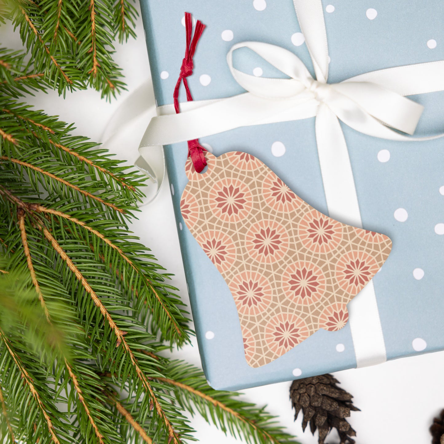 Wooden Holiday Ornaments - Geometric Star in Cocoa and Cream