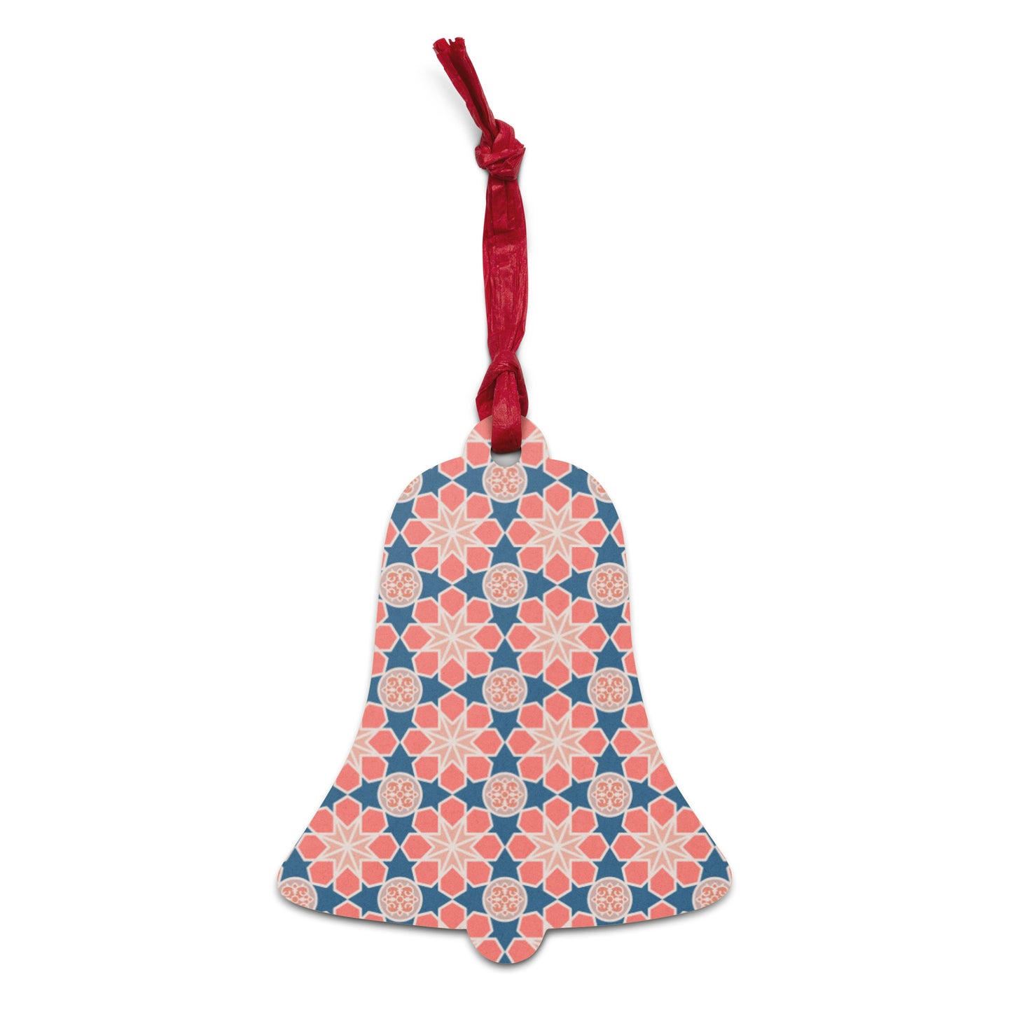 Wooden Holiday Ornaments - Geometric Arabesque Mashup in Pink