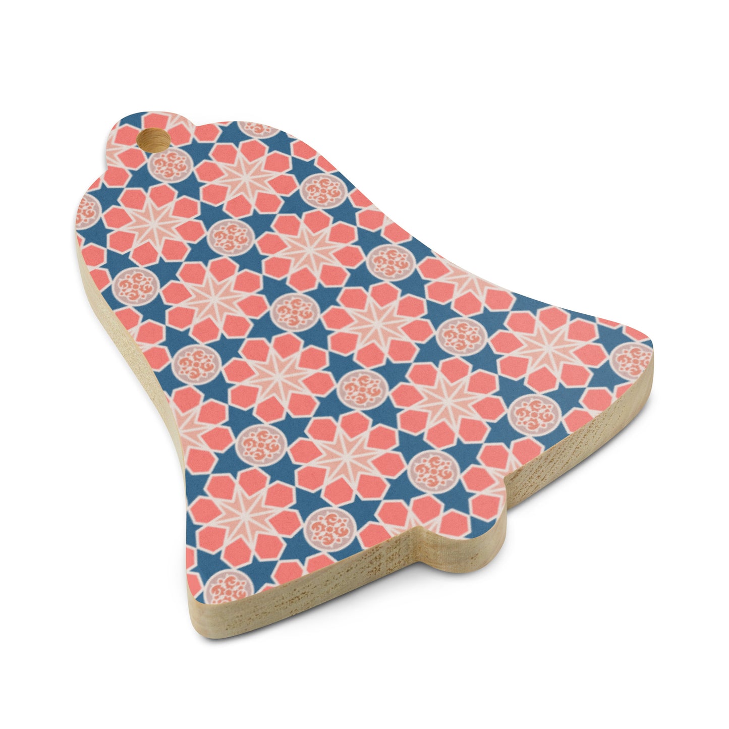 Wooden Holiday Ornaments - Geometric Arabesque Mashup in Pink