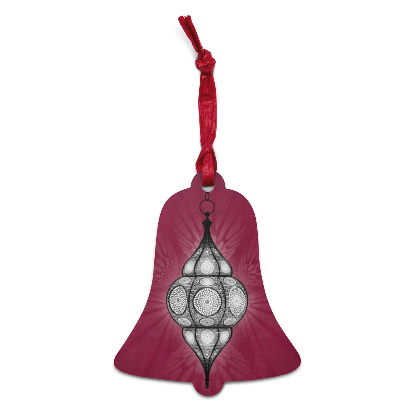 Wooden Holiday Ornaments - Merry and Bright Arabic Lantern