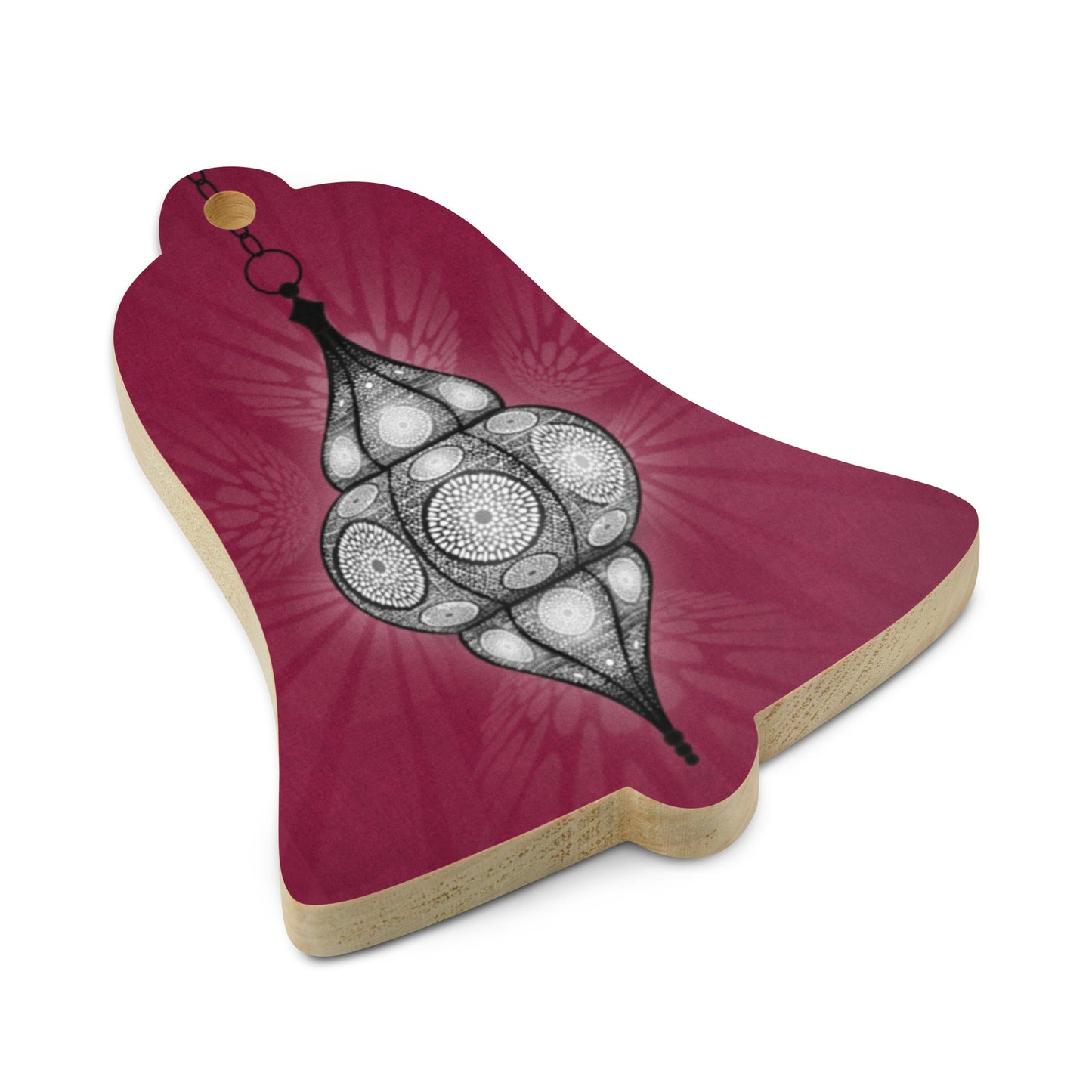 Wooden Holiday Ornaments - Merry and Bright Arabic Lantern