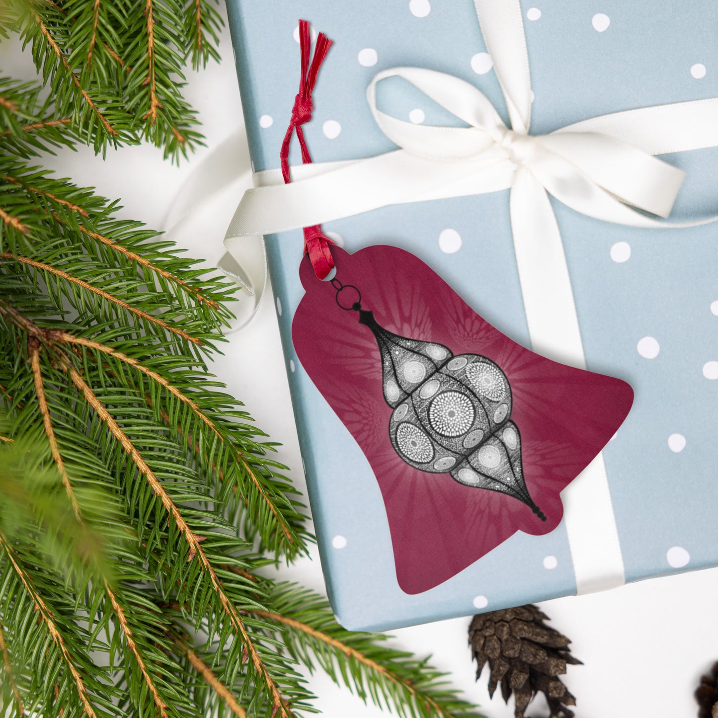 Wooden Holiday Ornaments - Merry and Bright Arabic Lantern
