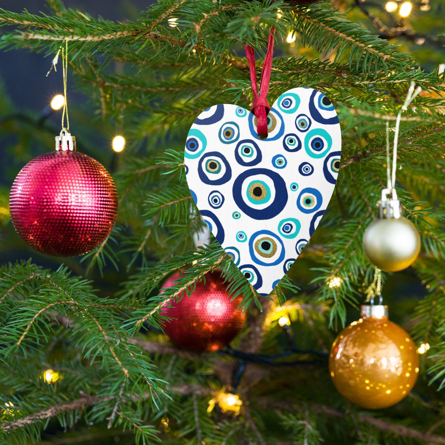 Wooden Holiday Ornaments - Nazar Evil Eye Amulet