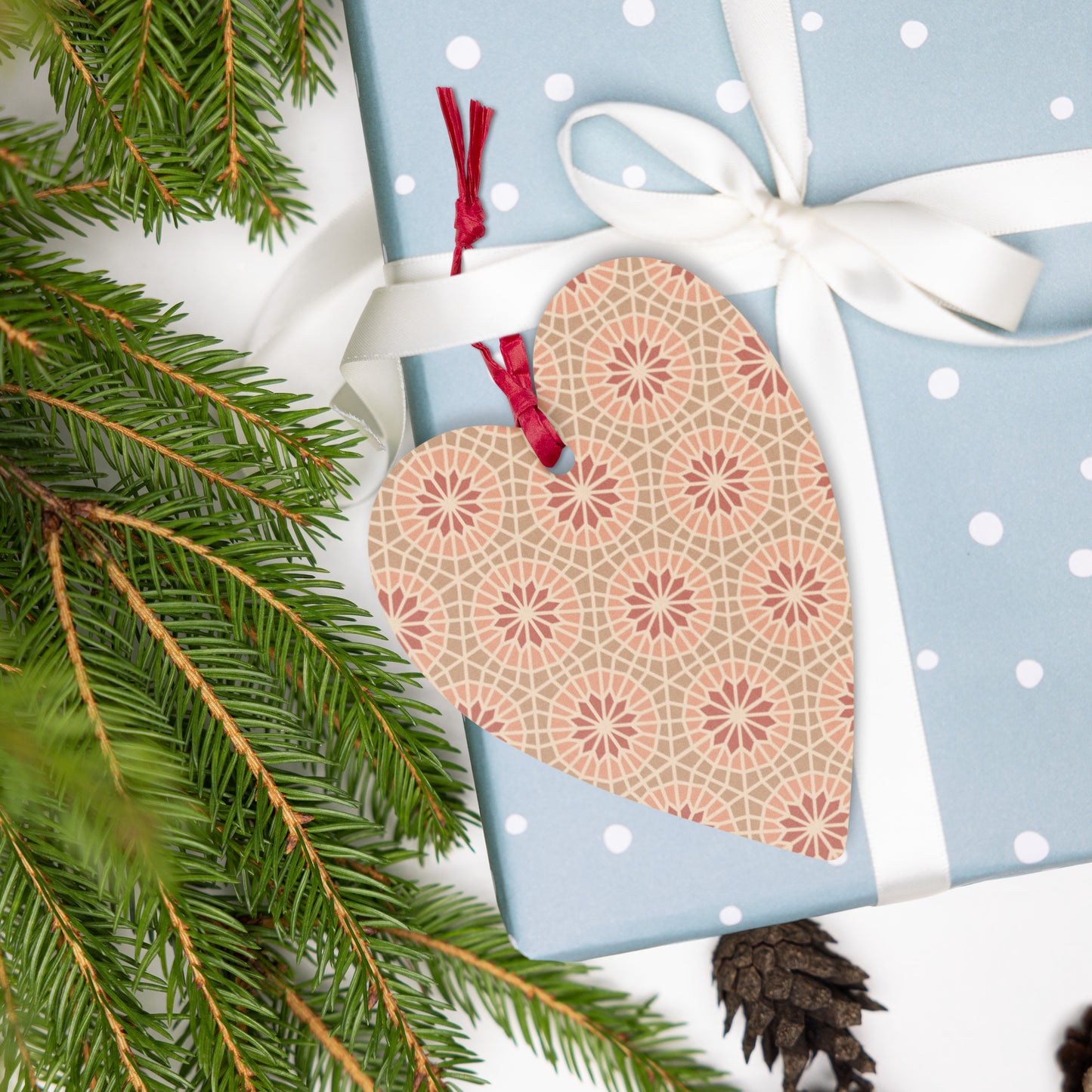 Wooden Holiday Ornaments - Geometric Star in Cocoa and Cream