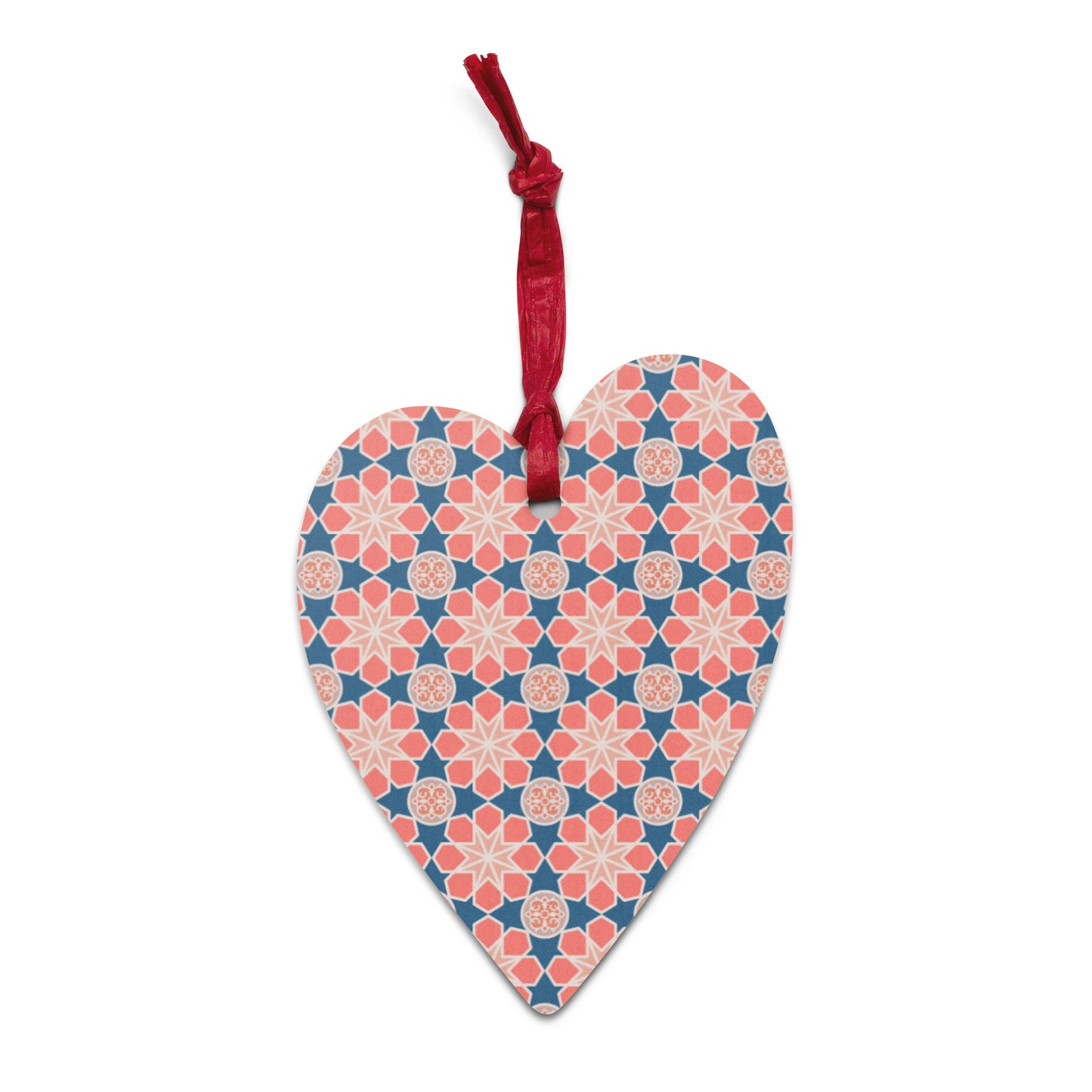 Wooden Holiday Ornaments - Geometric Arabesque Mashup in Pink