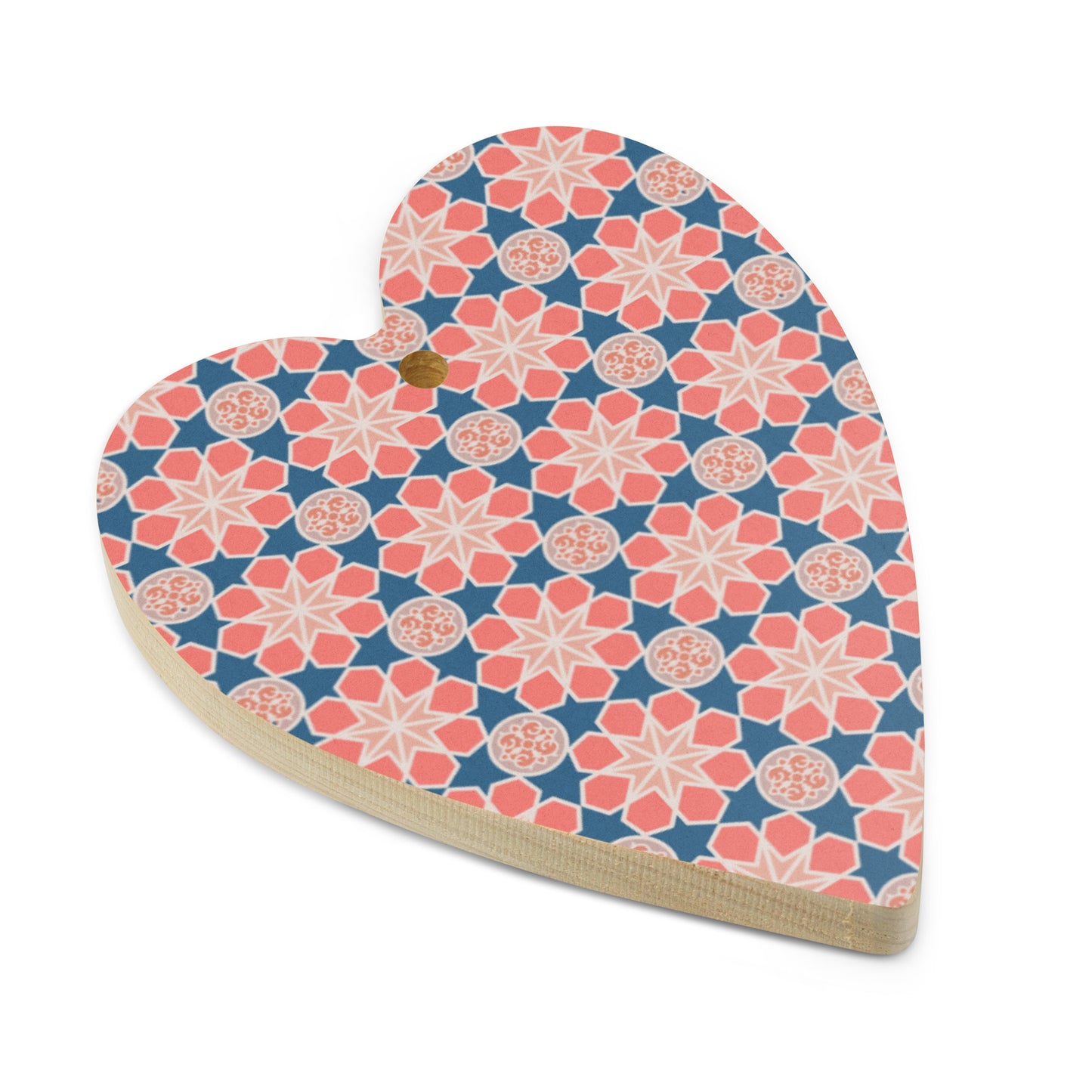 Wooden Holiday Ornaments - Geometric Arabesque Mashup in Pink