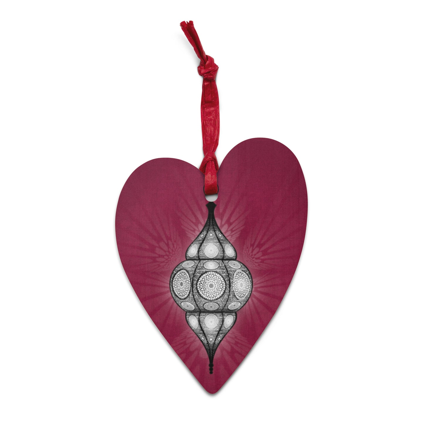 Wooden Holiday Ornaments - Merry and Bright Arabic Lantern