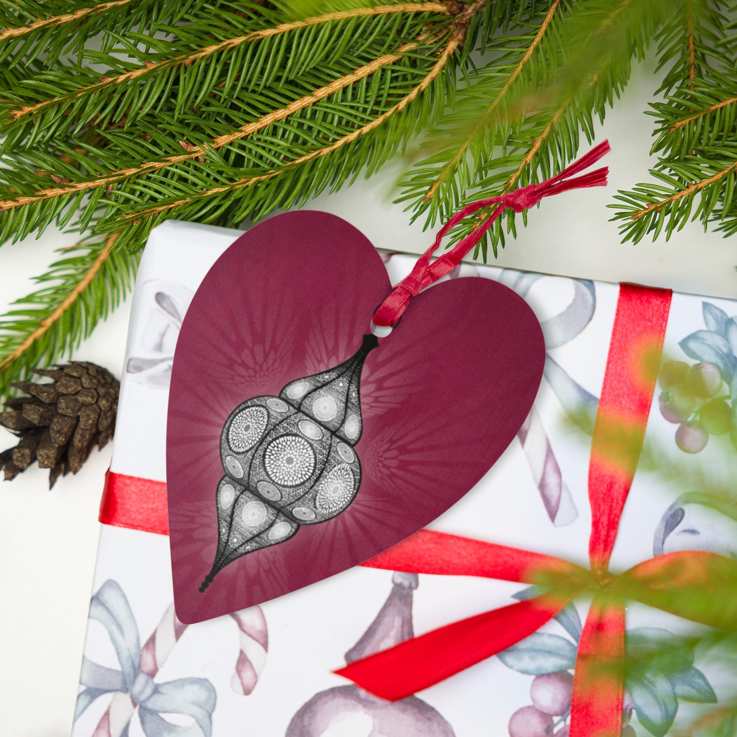 Wooden Holiday Ornaments - Merry and Bright Arabic Lantern