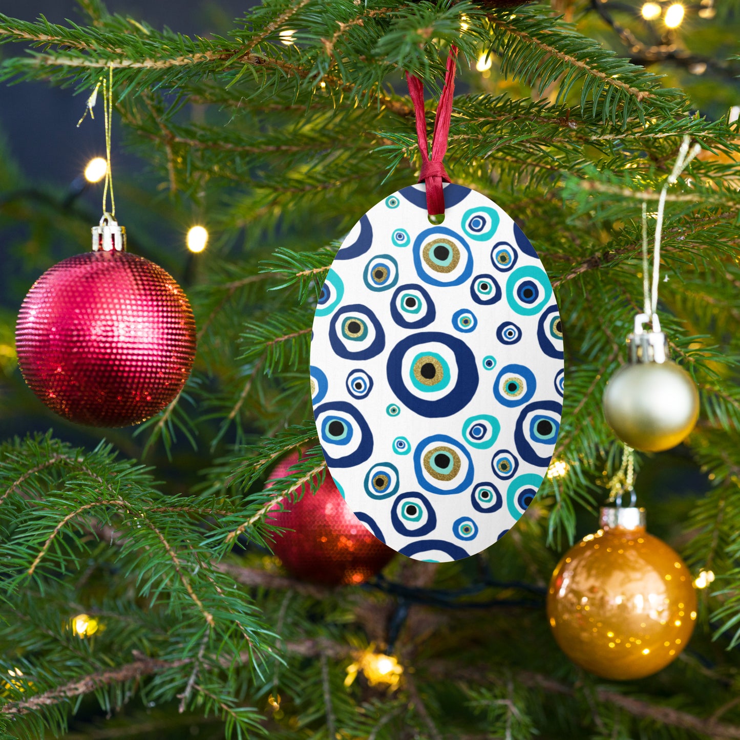 Wooden Holiday Ornaments - Nazar Evil Eye Amulet