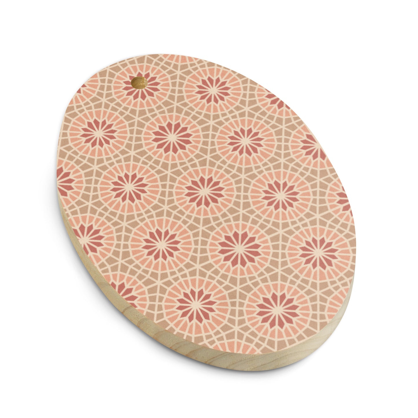 Wooden Holiday Ornaments - Geometric Star in Cocoa and Cream
