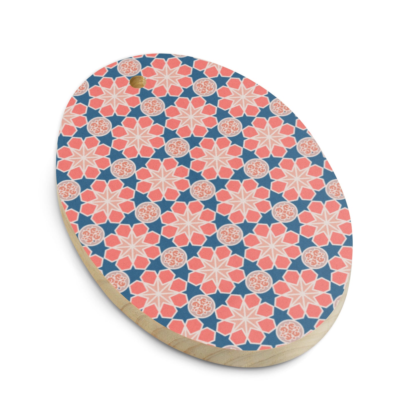 Wooden Holiday Ornaments - Geometric Arabesque Mashup in Pink