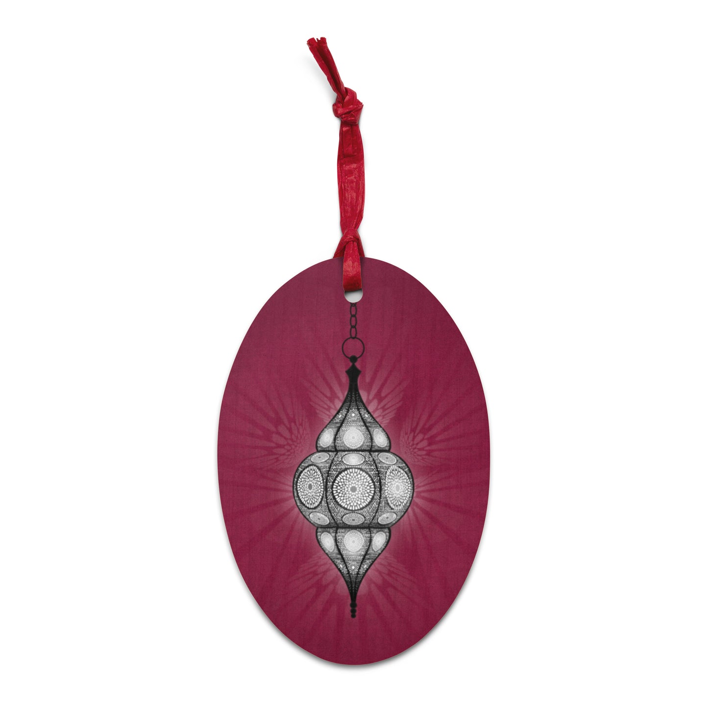 Wooden Holiday Ornaments - Merry and Bright Arabic Lantern