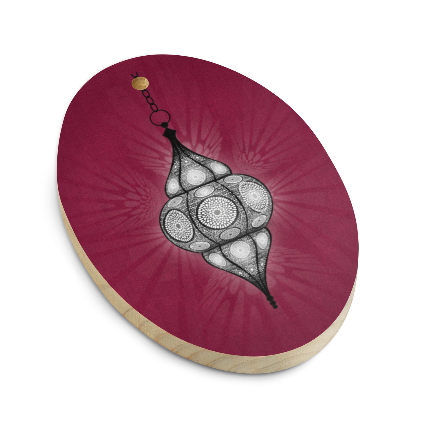 Wooden Holiday Ornaments - Merry and Bright Arabic Lantern