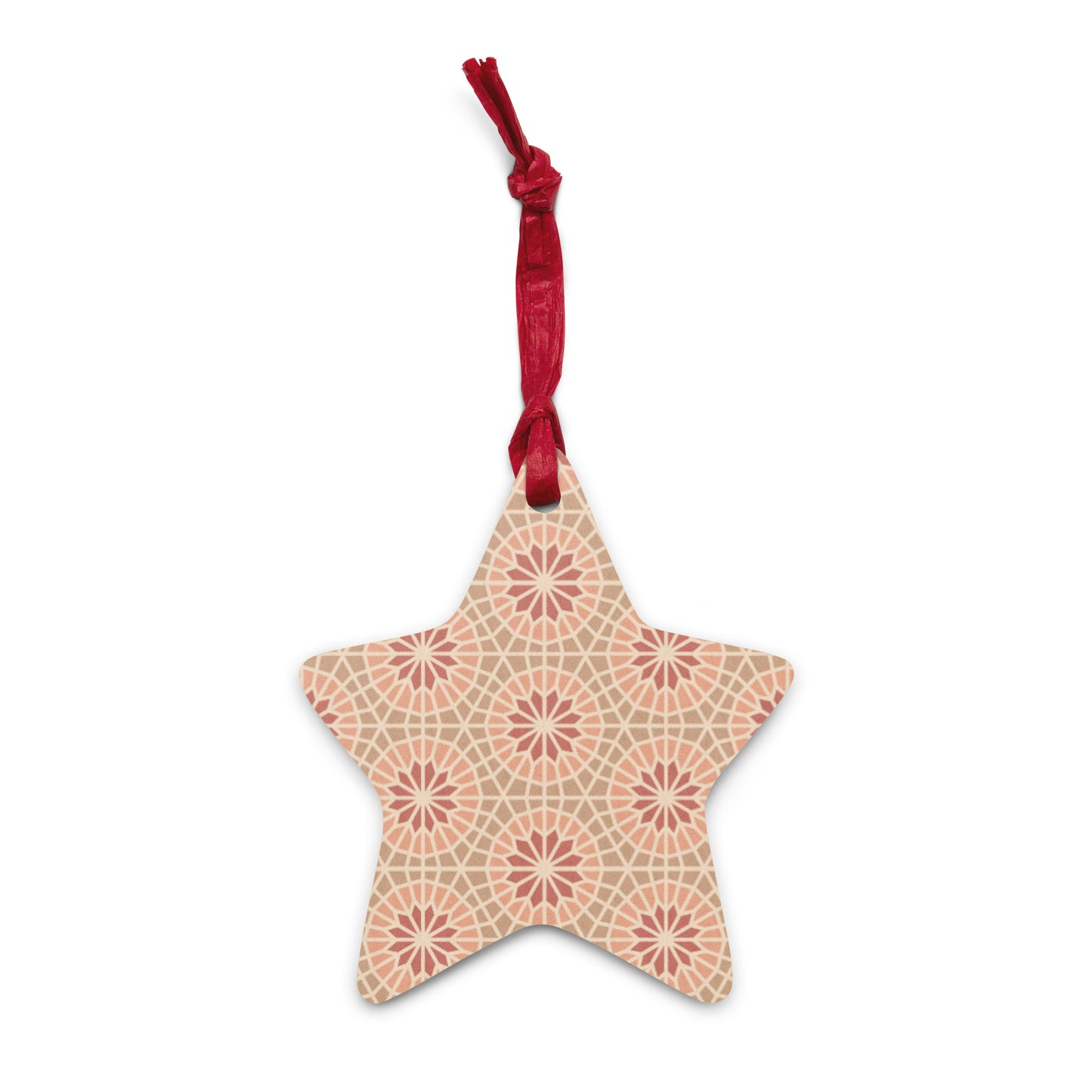 Wooden Holiday Ornaments - Geometric Star in Cocoa and Cream