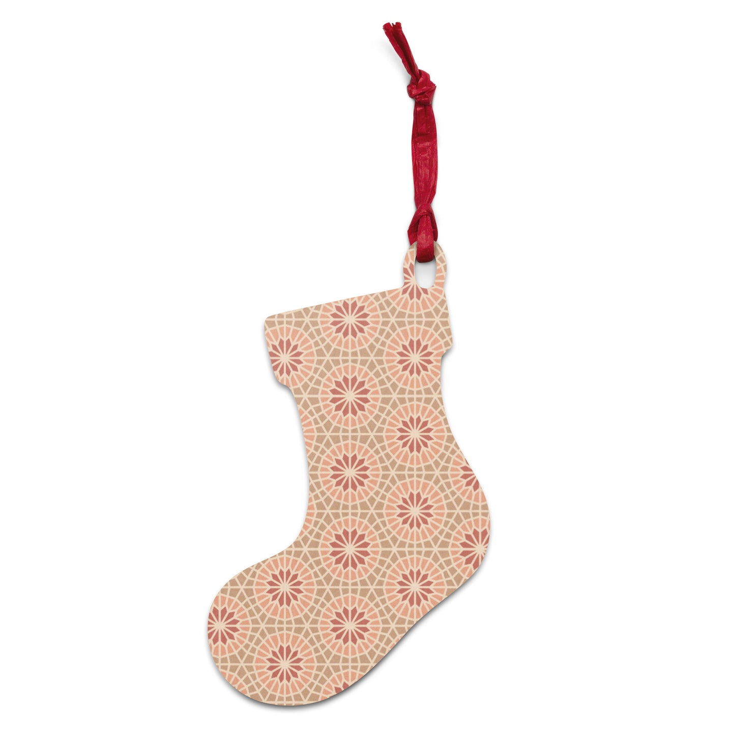 Wooden Holiday Ornaments - Geometric Star in Cocoa and Cream