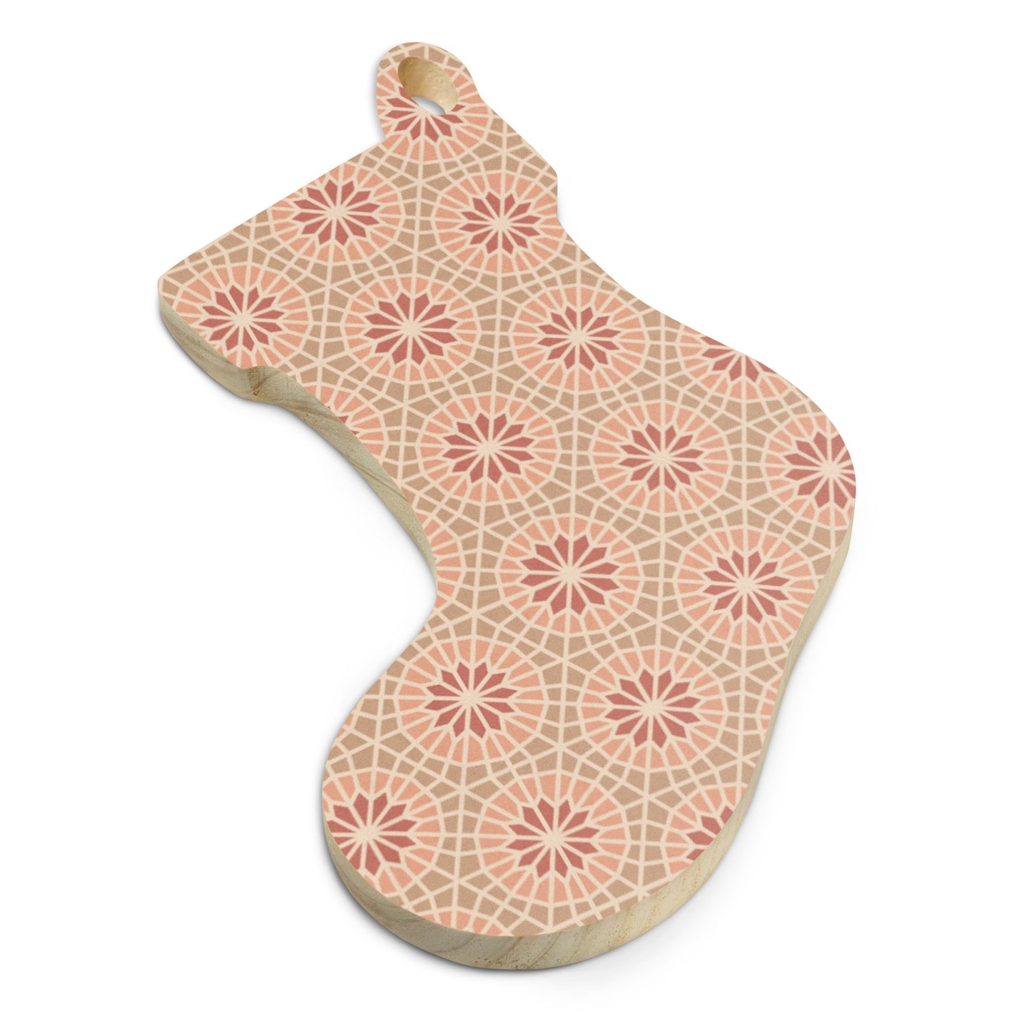 Wooden Holiday Ornaments - Geometric Star in Cocoa and Cream