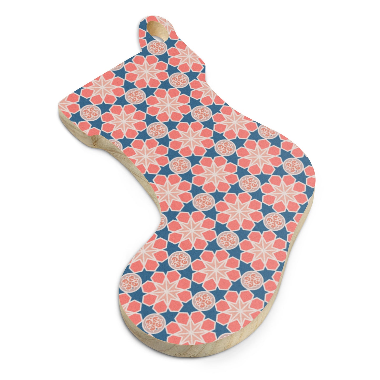 Wooden Holiday Ornaments - Geometric Arabesque Mashup in Pink