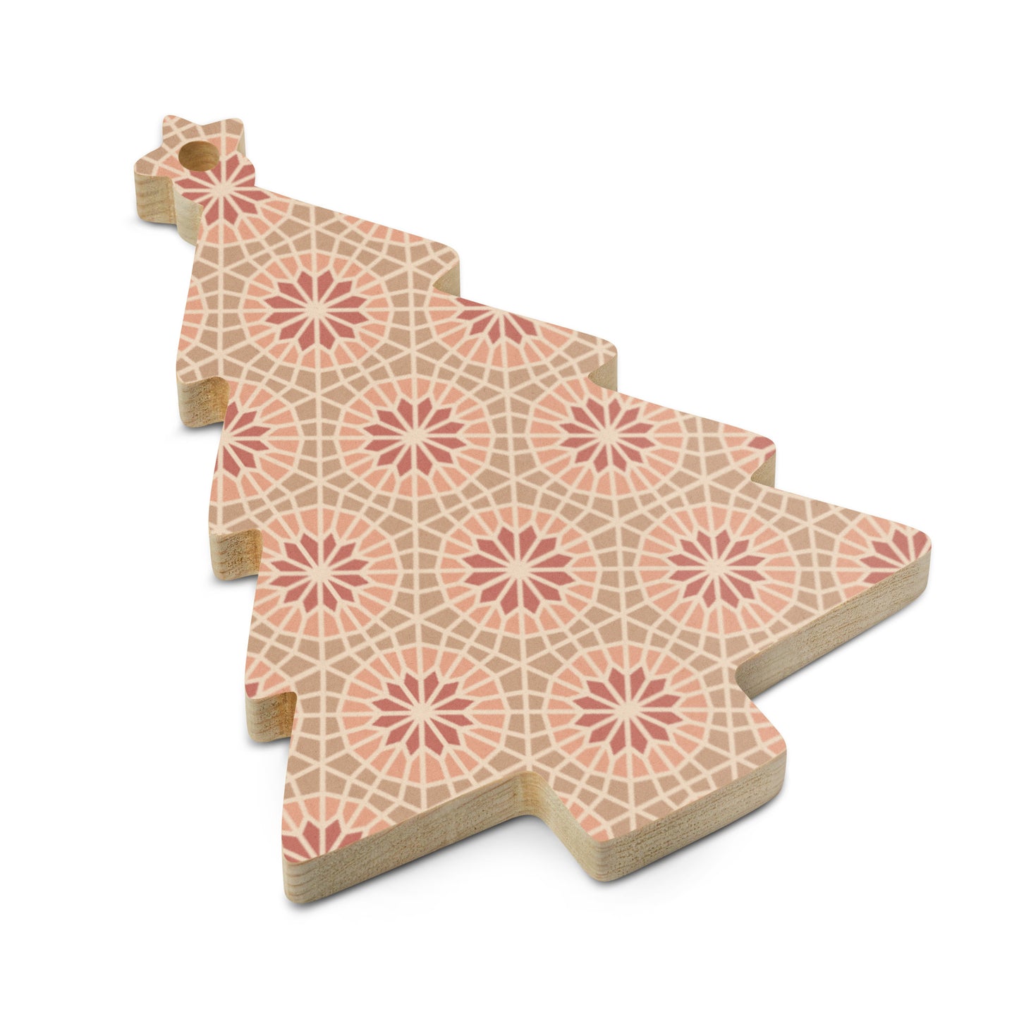 Wooden Holiday Ornaments - Geometric Star in Cocoa and Cream