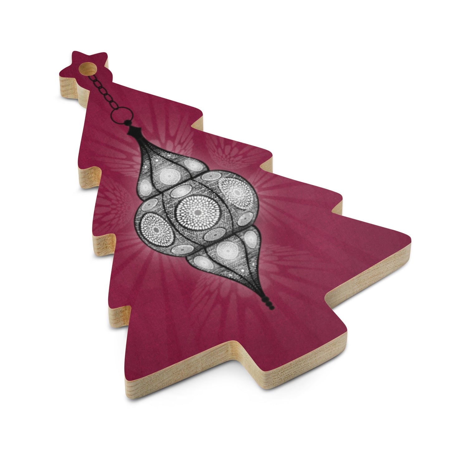 Wooden Holiday Ornaments - Merry and Bright Arabic Lantern