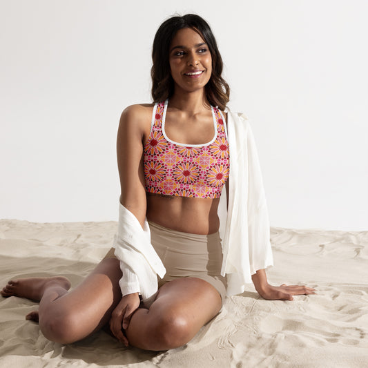 Padded Sports Bra - Geometric Candy