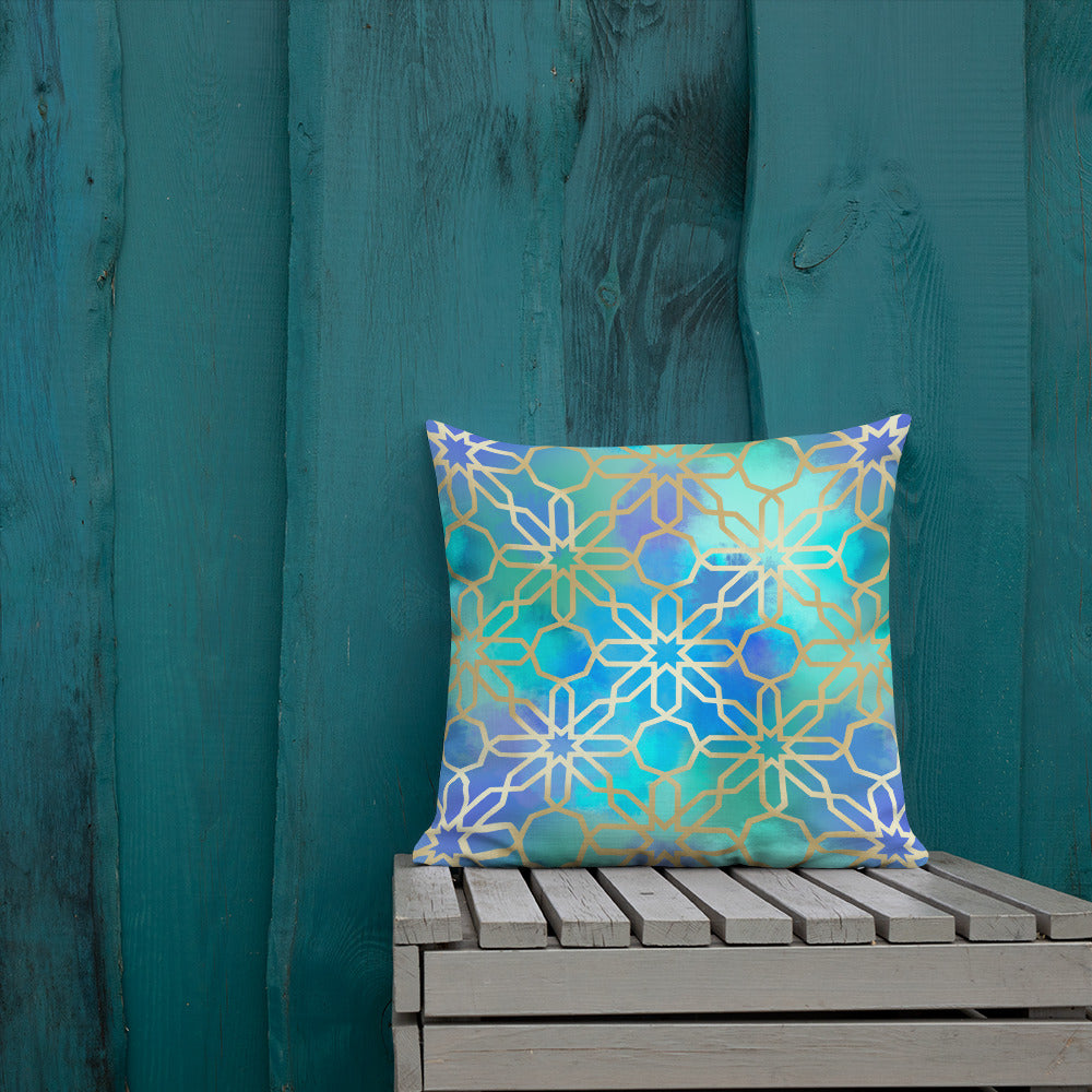 Premium Pillow -  Arabian Geometry in Red Sea Watercolors