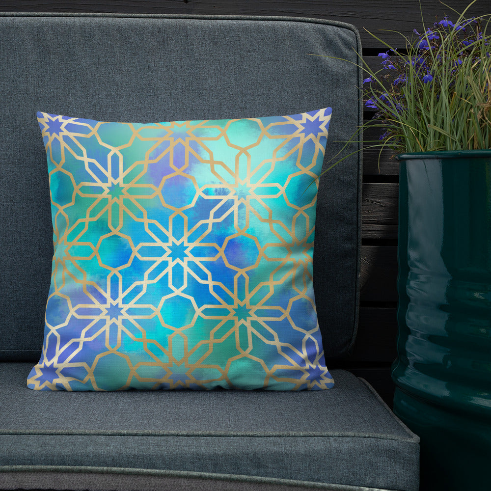 Premium Pillow -  Arabian Geometry in Red Sea Watercolors