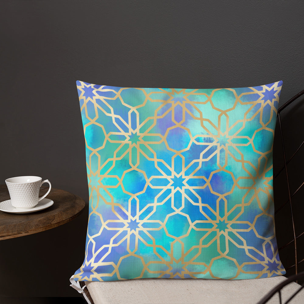 Premium Pillow -  Arabian Geometry in Red Sea Watercolors