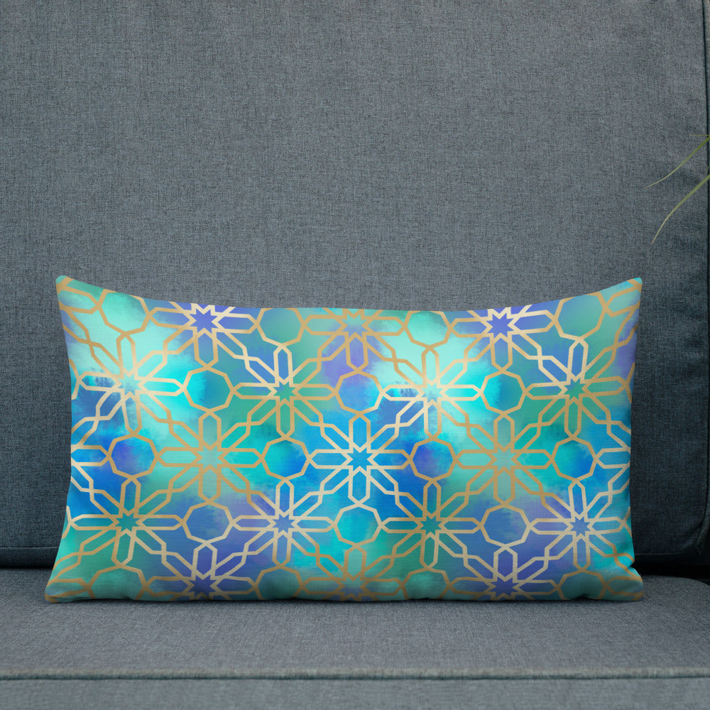 Premium Pillow -  Arabian Geometry in Red Sea Watercolors