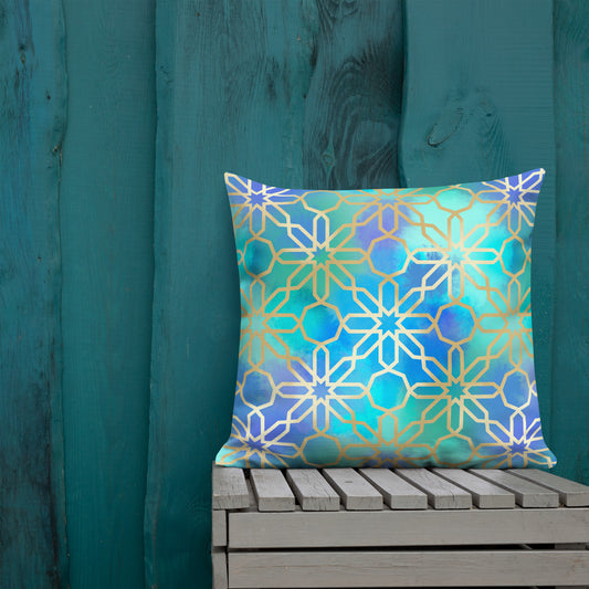 Premium Pillow -  Arabian Geometry in Red Sea Watercolors