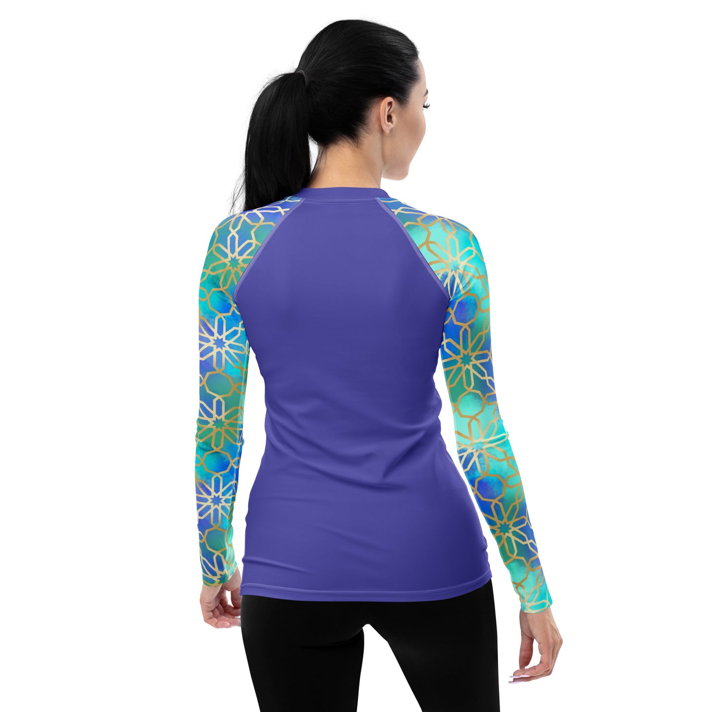 Women's Rash Guard - Arabian Geometry in Res Sea Watercolors