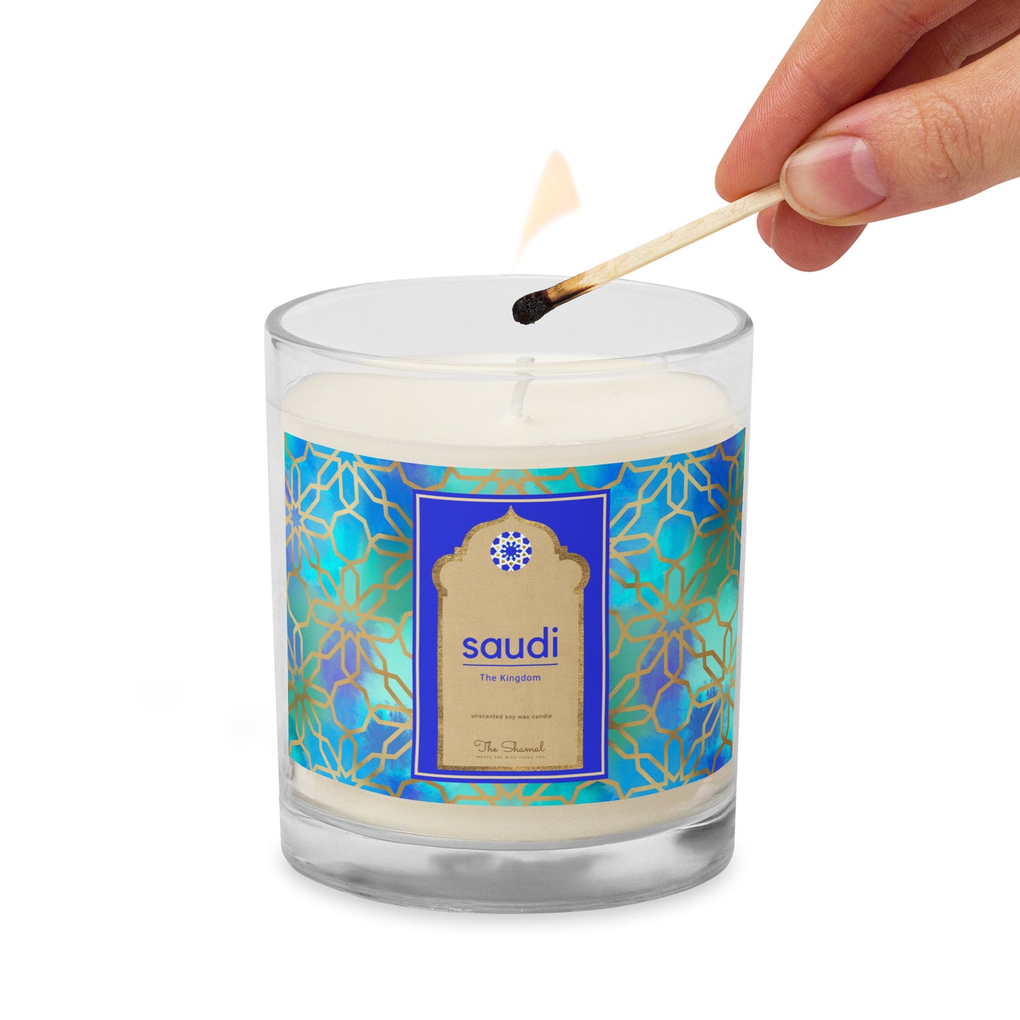 Soy wax candle - Arabian Geometry in Red Sea Watercolors