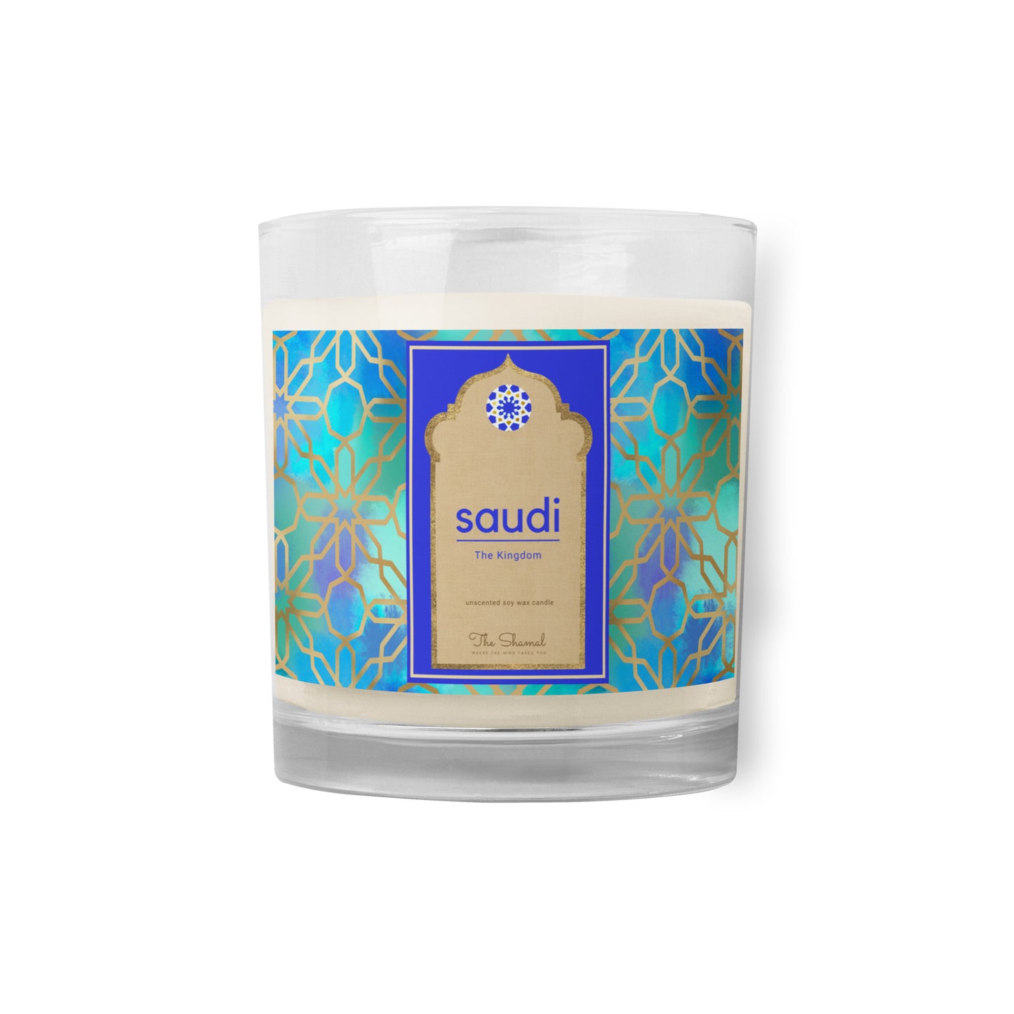Soy wax candle - Arabian Geometry in Red Sea Watercolors