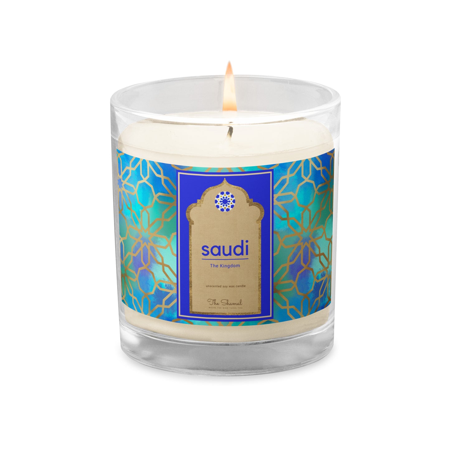 Soy wax candle - Arabian Geometry in Red Sea Watercolors