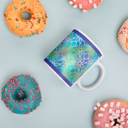 White glossy mug - Arabian Geometry in Red Sea Watercolors