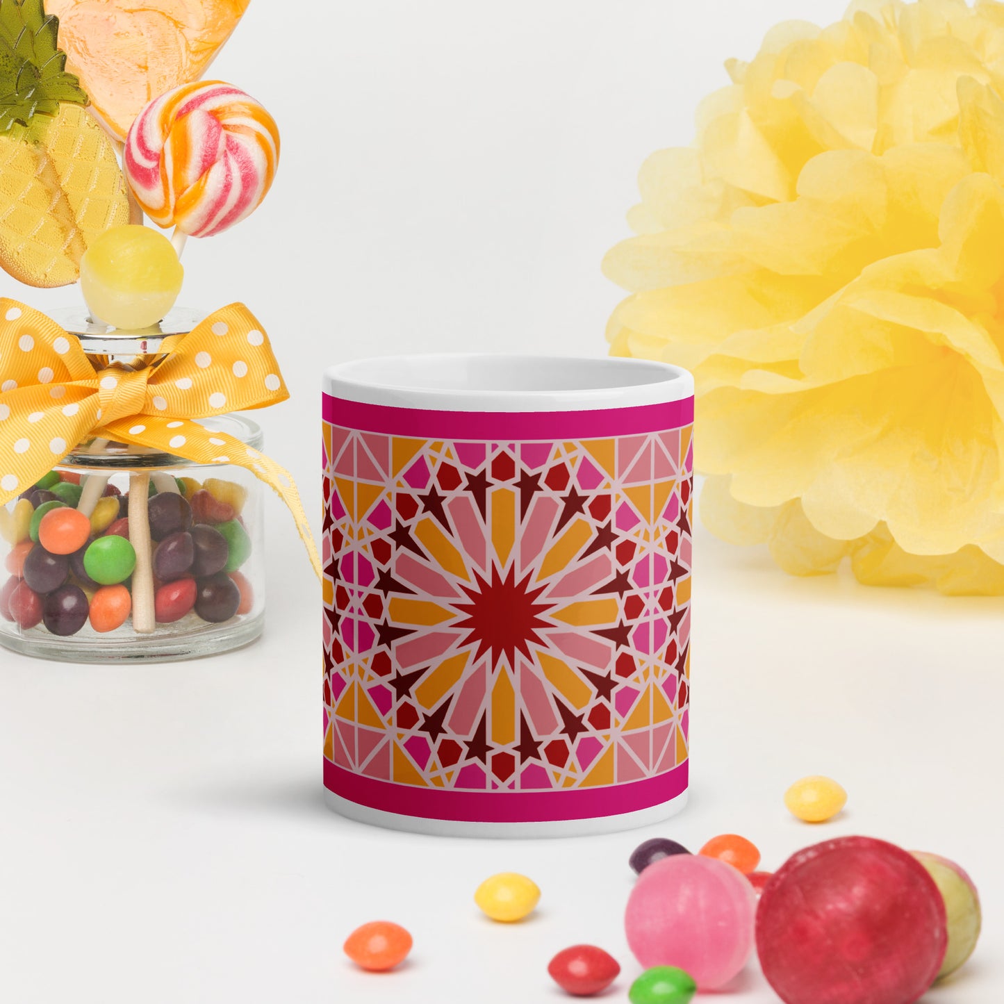 White glossy mug - Geometric Candy