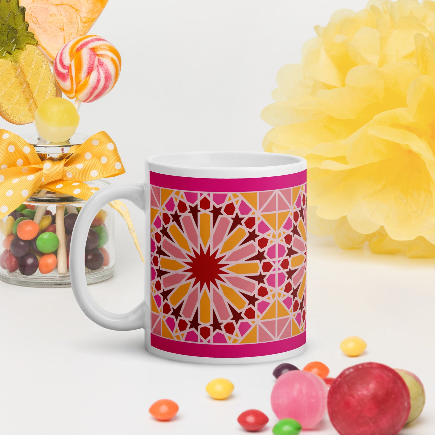White glossy mug - Geometric Candy