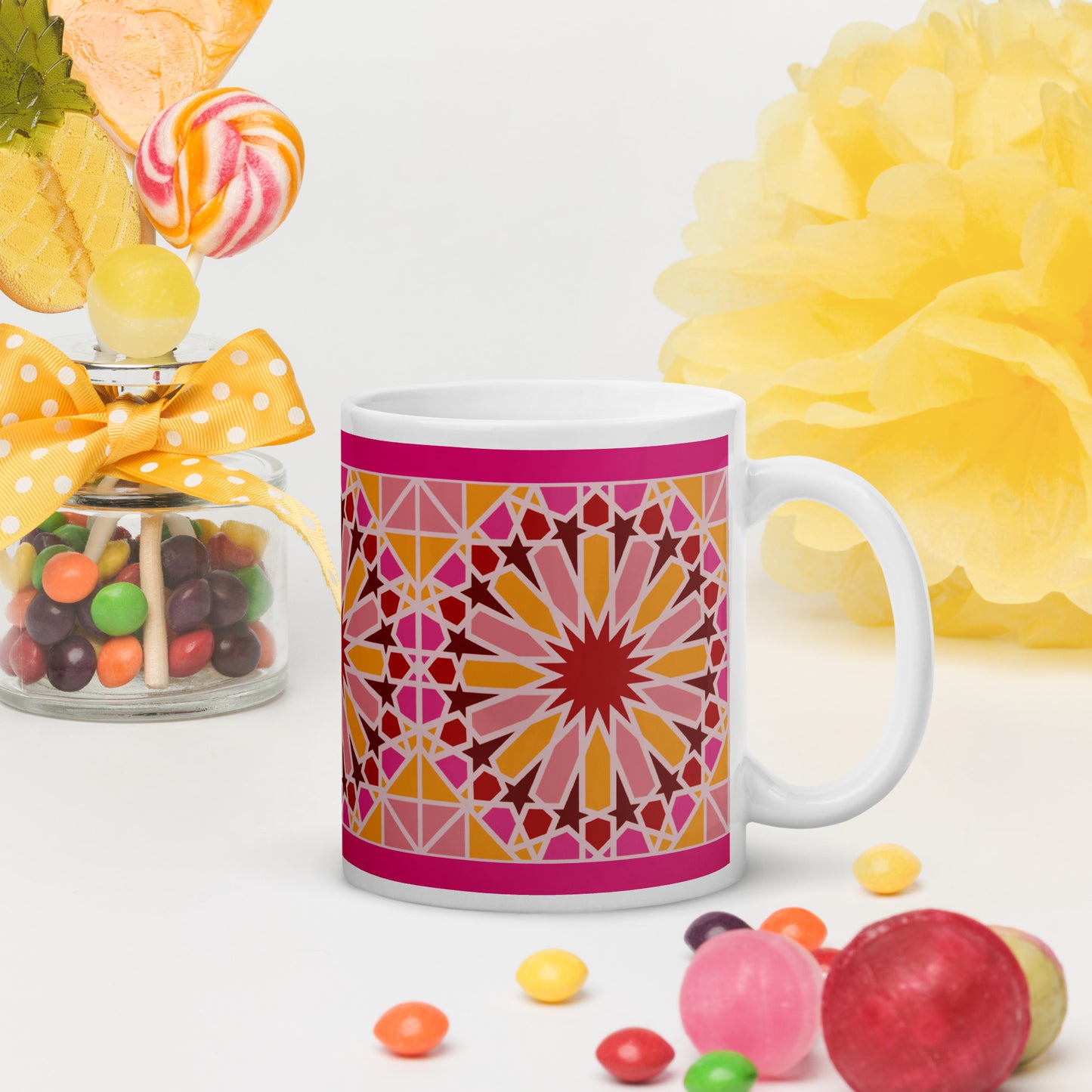 White glossy mug - Geometric Candy