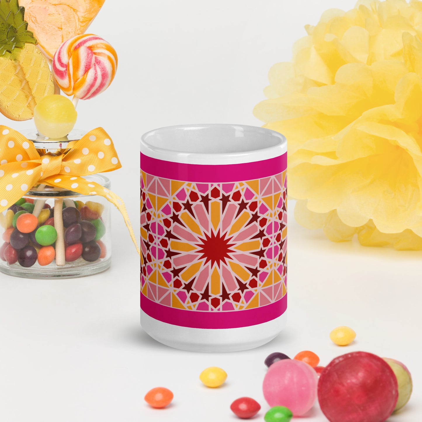 White glossy mug - Geometric Candy