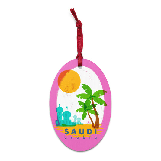 Wooden ornaments / magnet - Saudi Arabian Scene