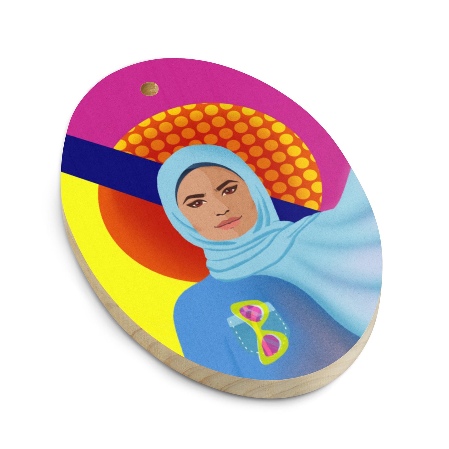 Wooden ornaments / magnet - Hijabi Pop Art Collection - La Vie en Rose