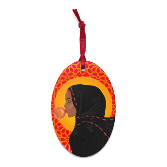 Wooden ornaments / magnet - Hijabi Pop Art Collection - Bubble Pop