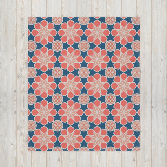 Throw Blanket - Geometric Arabesque Mashup in Pink