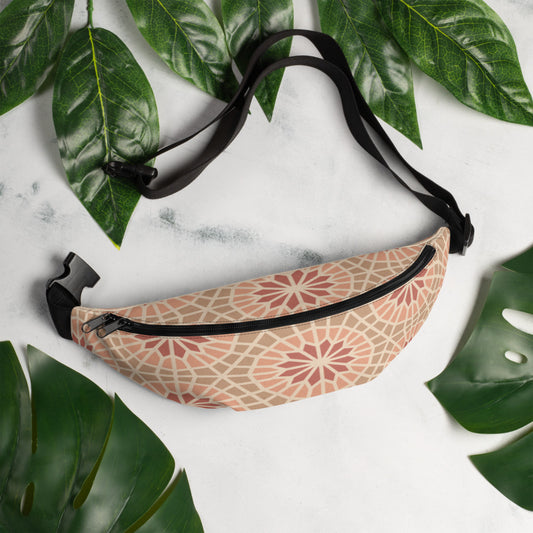 Fanny Pack (bum bag) - Geometric  Star 2 - Cocoa and Cream