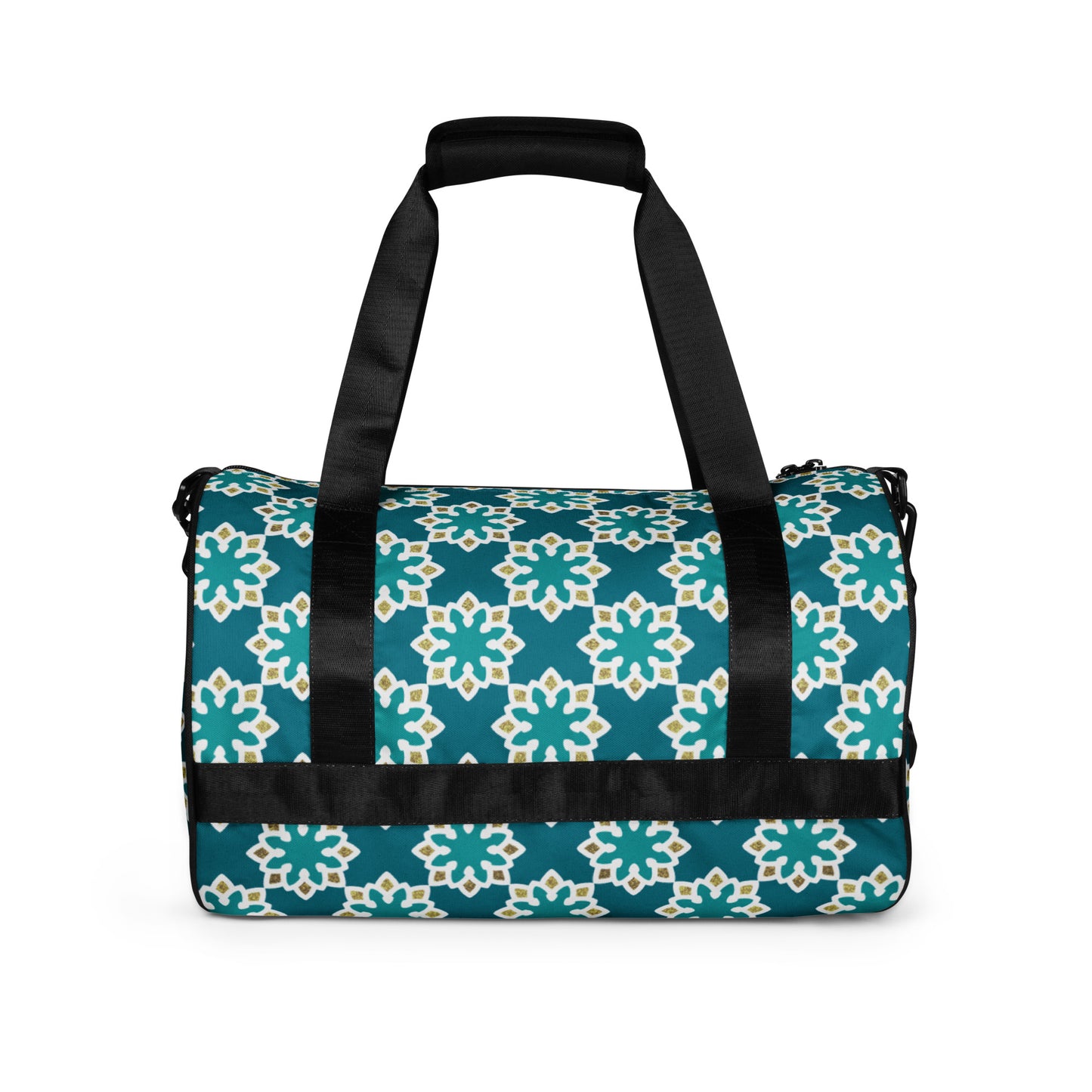 All-over print gym bag - Arabesque flower in Aqua